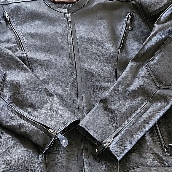 Dream Apparel Men's Leather Racer/ Biker Jacket - Picture 8 of 15